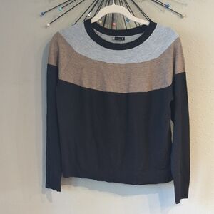 Smartwool Sweater Top Striped Black Brown Gray Size Medium Wool Blend